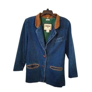 Forenza Blue Denim Jacket with Brown Trim